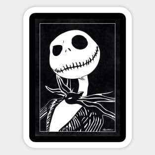 JACK SKELLINGTON - The Nightmare Before Christmas (Black and White) Sticker